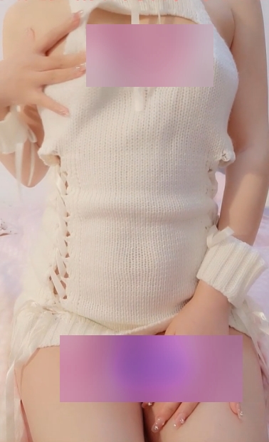 电报萌白酱纯欲白色毛衣高清1V624M太顶了